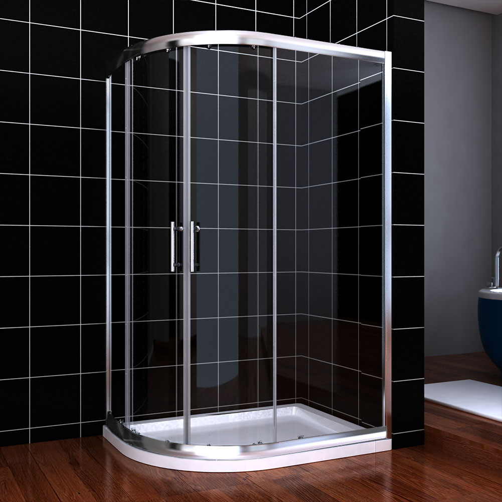 Curved Shower Enclosure Sliding Door Bath Screen with Base 800/900